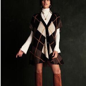 Free People Exploded Argyle Swing Mini Dress - S